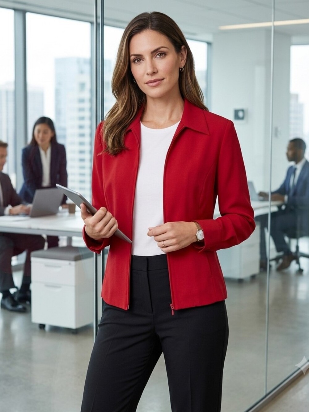AGB Vibrant Red Zip-Up Blazer